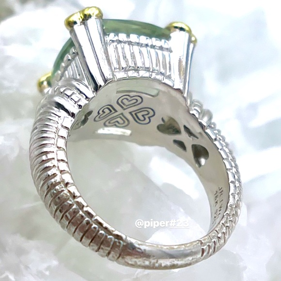 Judith Ripka JR TWO Fontaine Prasiolite & Diamond Cocktail Ring size 6 - Picture 8 of 8